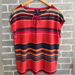 Bright Stripes Chaps 🩷 55% linen 45% cotton striped top, size 1X
